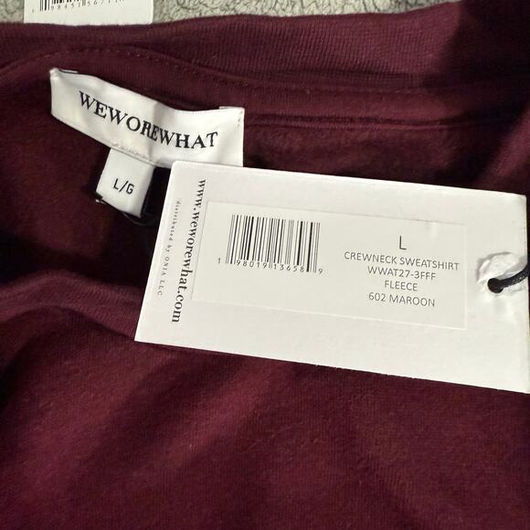 WeWoreWhat Crewneck Sweatshirt, Maroon, L - Picture 5 of 5